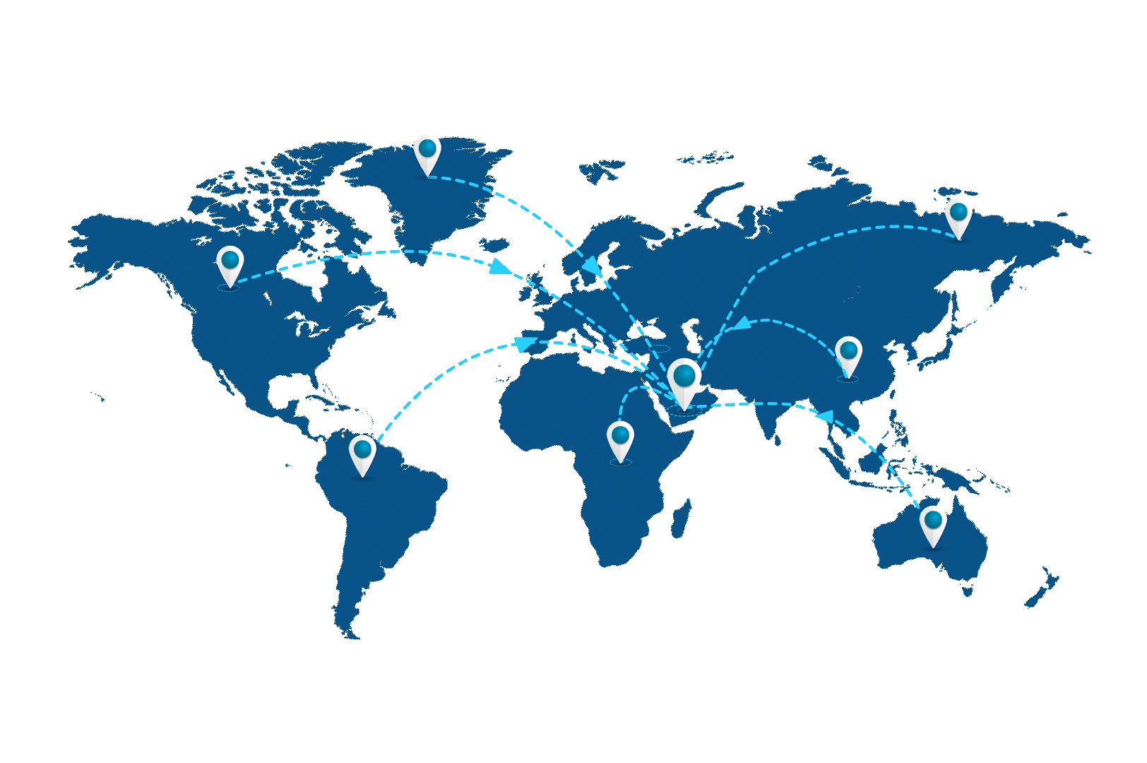 Animated map showing import sources to the UAE of The Deep Seafood Company, with directional arrows highlighting international trade partnerships and supply routes